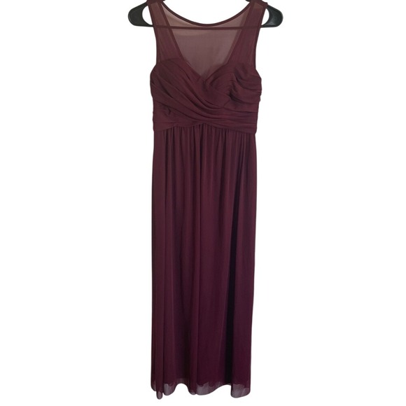 David's Bridal Burgundy Formal Dress Sleeveless‎ Maxi Gown Special Occasion SZ 2 - Picture 1 of 6